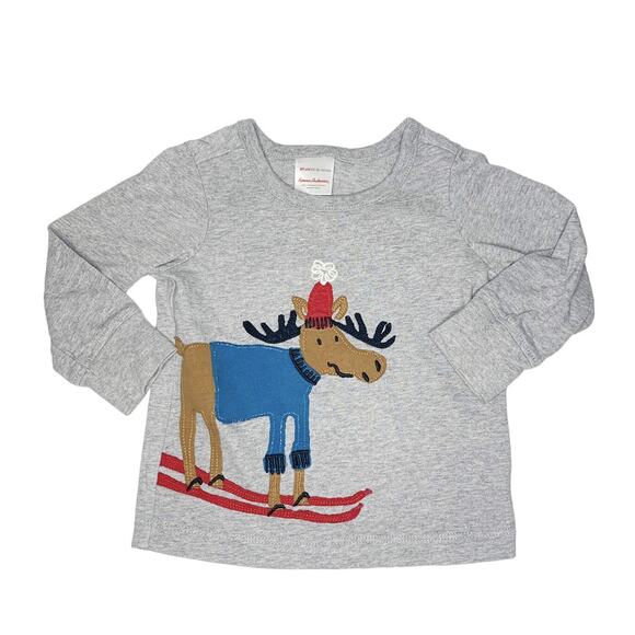 Hanna Andersson Reindeer Graphic Shirt Size 80cm (18-24 Months) - Picture 1 of 4